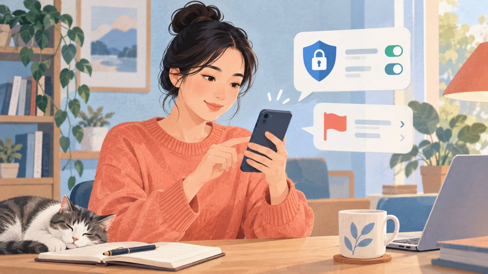 复查资料可见范围与反馈入口的示意插画