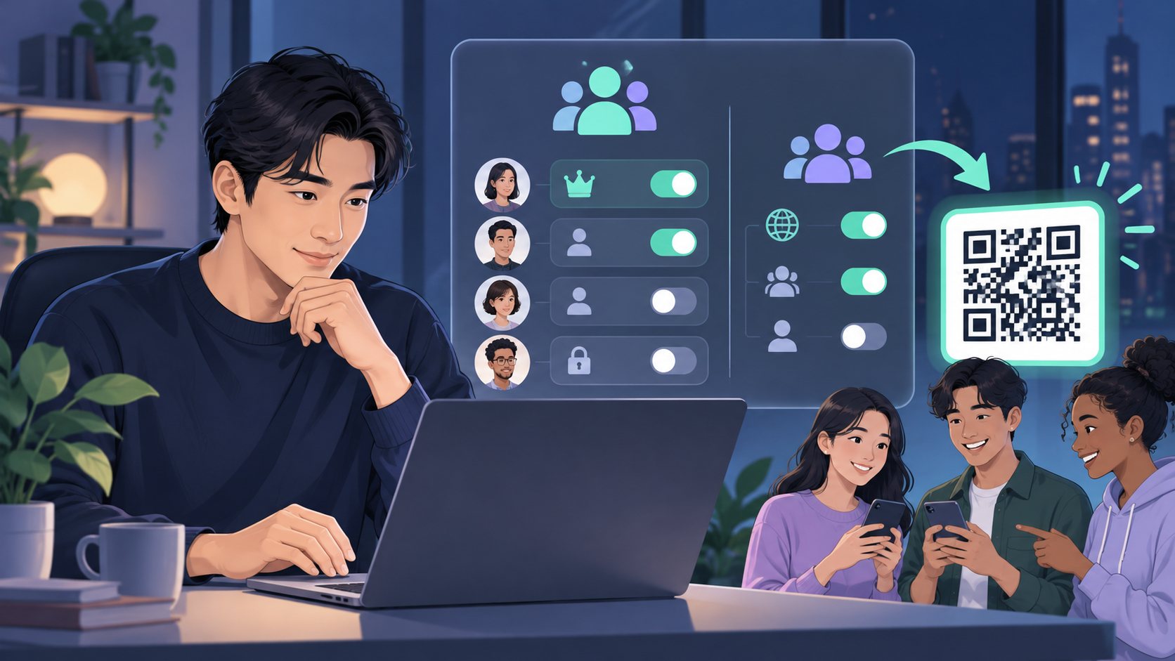 管理员核对群权限与邀请范围的示意图